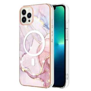 For iPhone 15 Pro Max Marble Pattern Dual-side IMD Magsafe TPU Phone Case(Rose Gold 005)