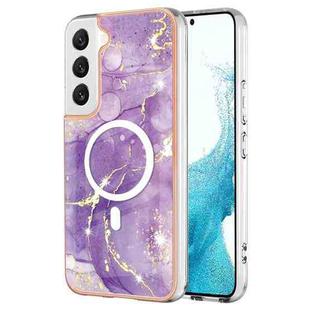 For Samsung Galaxy S22 5G Marble Pattern Dual-side IMD Magsafe TPU Phone Case(Purple 002)
