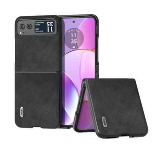 For Motorola Razr 40 ABEEL Two-color Calf Texture PU Phone Case(Black)