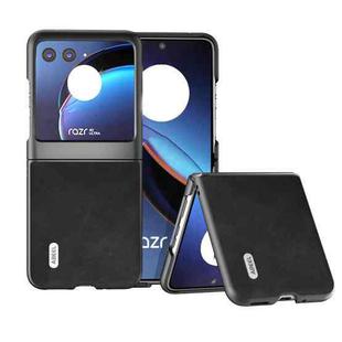 For Motorola Razr 40 Ultra ABEEL Two-color Calf Texture PU Phone Case(Black)