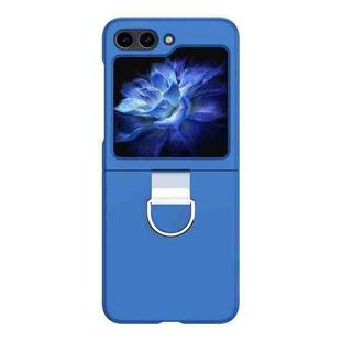 For Samsung Galaxy Z Flip5 Skin Feel Silicone Foldable Phone Case with Ring(Dark Blue)