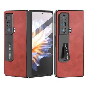 For Honor Magic Vs ABEEL Integrated Two-color Calf Texture PU Phone Case with Holder(Red)