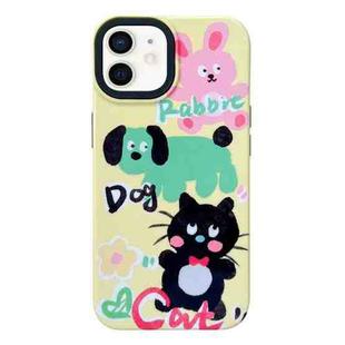 For iPhone 12 2 in 1 PC + TPU Shockproof Phone Case(Animal Home Yellow)