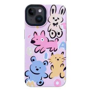 For iPhone 13 2 in 1 PC + TPU Shockproof Phone Case(Animal Home Pink)