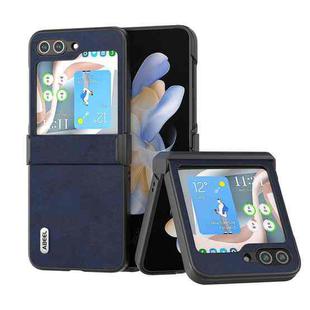 For Samsung Galaxy Z Flip5 ABEEL Two-color Calf Texture PU Phone Case(Blue)