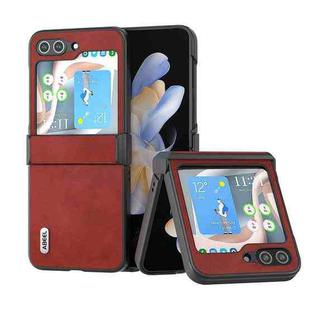 For Samsung Galaxy Z Flip6 ABEEL Two-color Calf Texture PU Phone Case(Red)