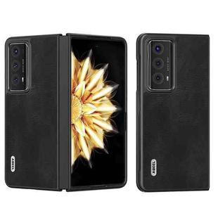 For Honor Magic V2 ABEEL Cowhide Texture PU Phone Case(Black)