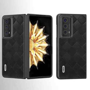 For Honor Magic V2 ABEEL Weave Plaid PU Phone Case(Black)