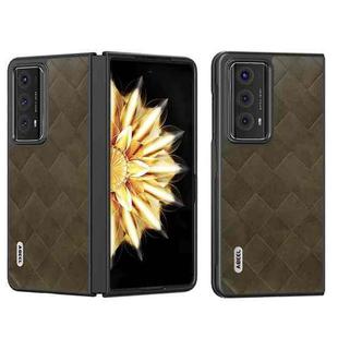 For Honor Magic V2 ABEEL Weave Plaid PU Phone Case(Green)