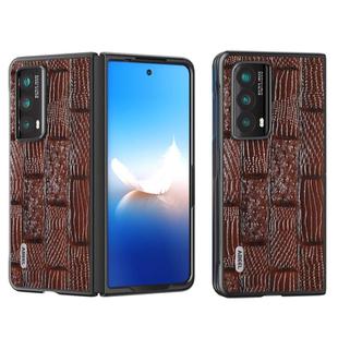 For Honor Magic VS2 ABEEL Genuine Leather Mahjong Pattern Black Edge Phone Case(Brown)