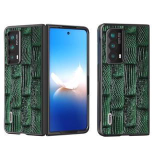 For Honor Magic VS2 ABEEL Genuine Leather Mahjong Pattern Black Edge Phone Case(Green)