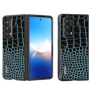 For Honor Magic VS2 ABEEL Genuine Leather Crocodile Pattern Black Edge Phone Case(Blue)