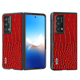 For Honor Magic VS2 ABEEL Genuine Leather Crocodile Pattern Black Edge Phone Case(Red)