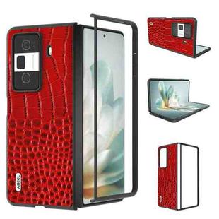 For Honor Magic Vs3 ABEEL Genuine Leather Crocodile Pattern Black Edge Phone Case(Red)