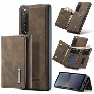 For Sony Xperia 10 V DG.MING M1 Series 3-Fold Multi Card Wallet + Magnetic Phone Case(Coffee)