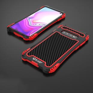 For Samsung Galaxy S10 R-JUST AMIRA Shockproof Dustproof Waterproof Metal Protective Case(Black Red)