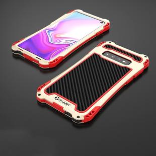 For Samsung Galaxy S10 R-JUST AMIRA Shockproof Dustproof Waterproof Metal Protective Case(Gold Red)