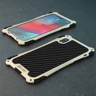 For iPhone XR R-JUST AMIRA Shockproof Dustproof Waterproof Metal Protective Case(Black Gold)