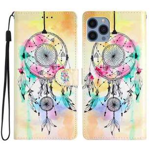 For iPhone 15 Pro Colored Drawing Leather Phone Case(Dream Catcher)