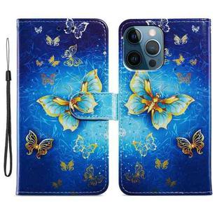 For iPhone 15 Pro Colored Drawing Leather Phone Case(Phnom Penh Butterfly)