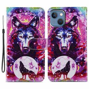 For iPhone 15 Plus Colored Drawing Leather Phone Case(Wolf Totem)