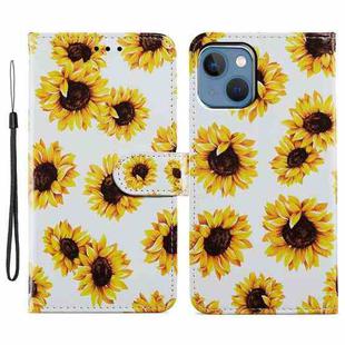 For iPhone 15 Plus Colored Drawing Leather Phone Case(Sunflower)
