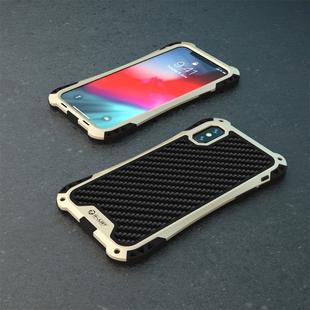 For iPhone XS Max R-JUST AMIRA Shockproof Dustproof Waterproof Metal Protective Case(Black Gold)