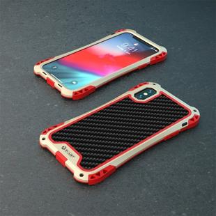 For iPhone XS Max R-JUST AMIRA Shockproof Dustproof Waterproof Metal Protective Case(Gold Red)