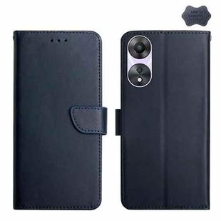 For OPPO A78 4G HT02 Genuine Leather Fingerprint-proof Flip Phone Case(Blue)
