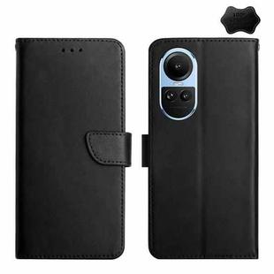 For OPPO Reno10 Global / Reno10 Pro Global HT02 Genuine Leather Fingerprint-proof Flip Phone Case(Black)