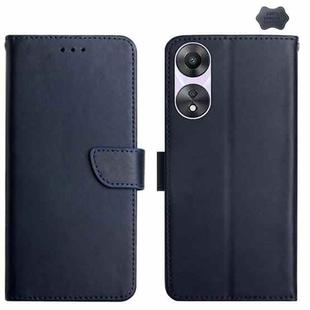 For OPPO A58 4G HT02 Genuine Leather Fingerprint-proof Flip Phone Case(Blue)