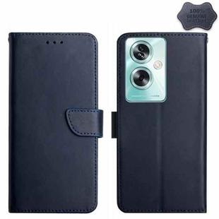 For OPPO A59 5G HT02 Genuine Leather Fingerprint-proof Flip Phone Case(Blue)