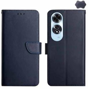 For OPPO A60 4G HT02 Genuine Leather Fingerprint-proof Flip Phone Case(Blue)