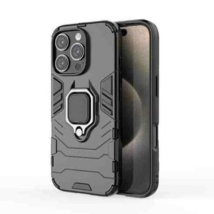 For iPhone 16 Pro Shockproof PC + TPU Holder Phone Case(Black)