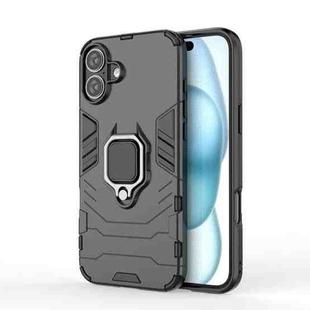 For iPhone 16 Plus Shockproof PC + TPU Holder Phone Case(Black)