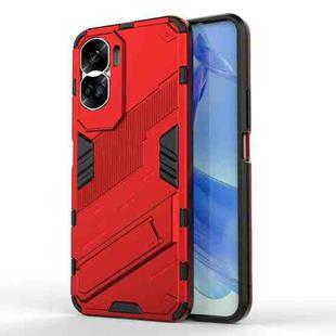 For Honor 90 Lite 5G Global Punk Armor 2 in 1 PC + TPU Phone Case with Holder(Red)