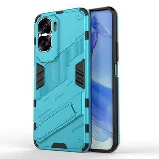 For Honor 90 Lite 5G Global Punk Armor 2 in 1 PC + TPU Phone Case with Holder(Blue)