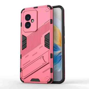 For Honor 100 5G Punk Armor 2 in 1 PC + TPU Phone Case with Holder(Light Red)