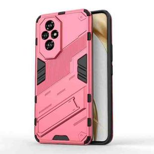 For Honor 200 Punk Armor 2 in 1 PC + TPU Phone Case with Holder(Light Red)