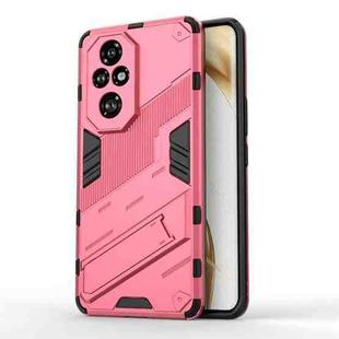 For Honor 200 Pro Punk Armor 2 in 1 PC + TPU Phone Case with Holder(Light Red)