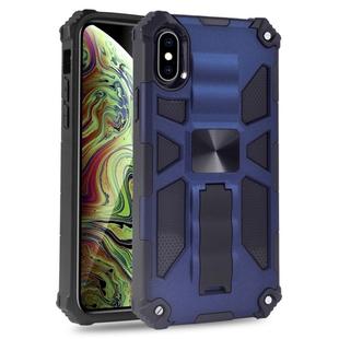 For iPhone X / XS Shockproof TPU + PC Magnetic Protective Case with Holder(Blue)