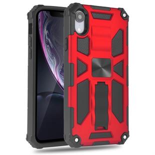 For iPhone XR Shockproof TPU + PC Magnetic Protective Case with Holder(Red)