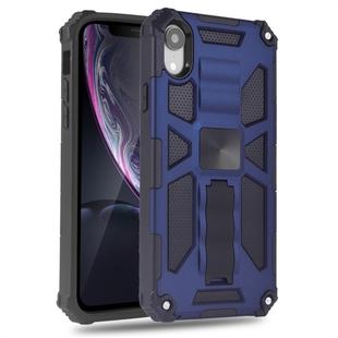 For iPhone XR Shockproof TPU + PC Magnetic Protective Case with Holder(Blue)