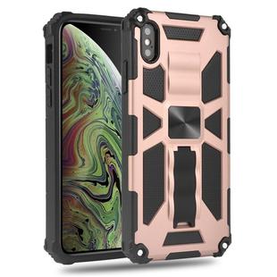 For iPhone XS Max Shockproof TPU + PC Magnetic Protective Case with Holder(Rose Gold)
