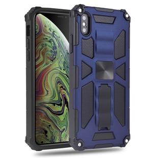 For iPhone XS Max Shockproof TPU + PC Magnetic Protective Case with Holder(Blue)