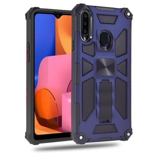 For Samsung Galaxy A20s Shockproof TPU + PC Magnetic Protective Case with Holder(Blue)