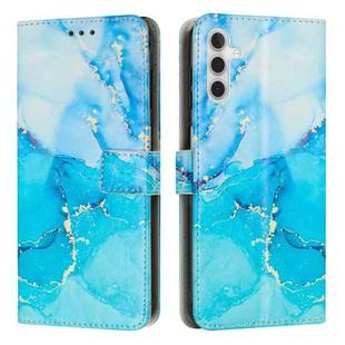 For Samsung Galaxy S23 FE 5G Painted Marble Pattern Leather Phone Case(Blue Green)