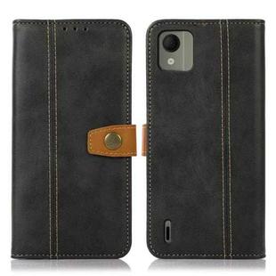 For Nokia C110 4G Stitching Thread Calf Texture Leather Phone Case(Black)