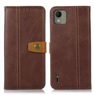 For Nokia C110 4G Stitching Thread Calf Texture Leather Phone Case(Coffee)