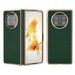 For Huawei Mate X3 Genuine Leather Luxury Series Nano Plating Phone Case(Dark Green)